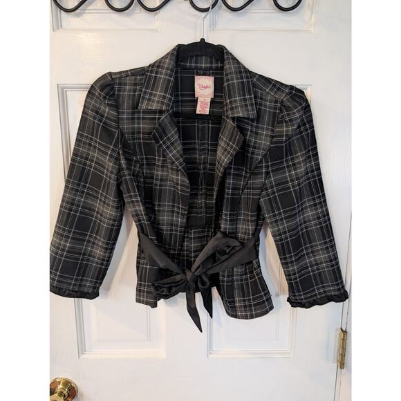 Candie's | Plaid Jacket with Satin Ribbon- Junior S - Picture 3 of 5